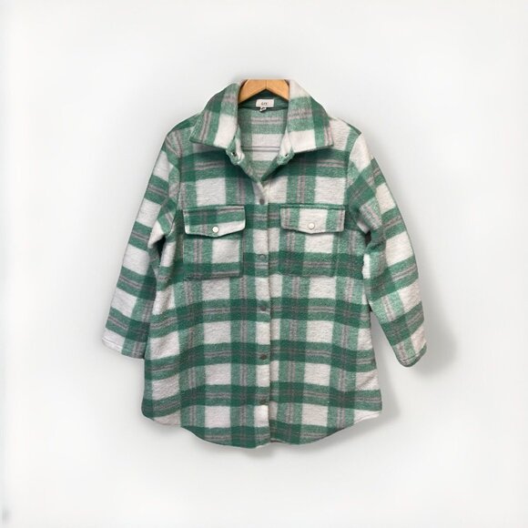 Ott Shacket Womens Size Small / Medium Preppy Pink Green White Plaid Academia‎ - Picture 1 of 7